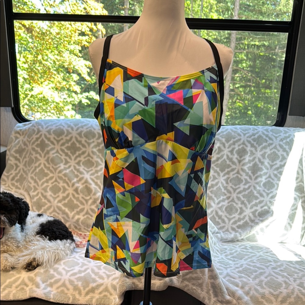 NWT - Multi Color Graphic Tankini Top